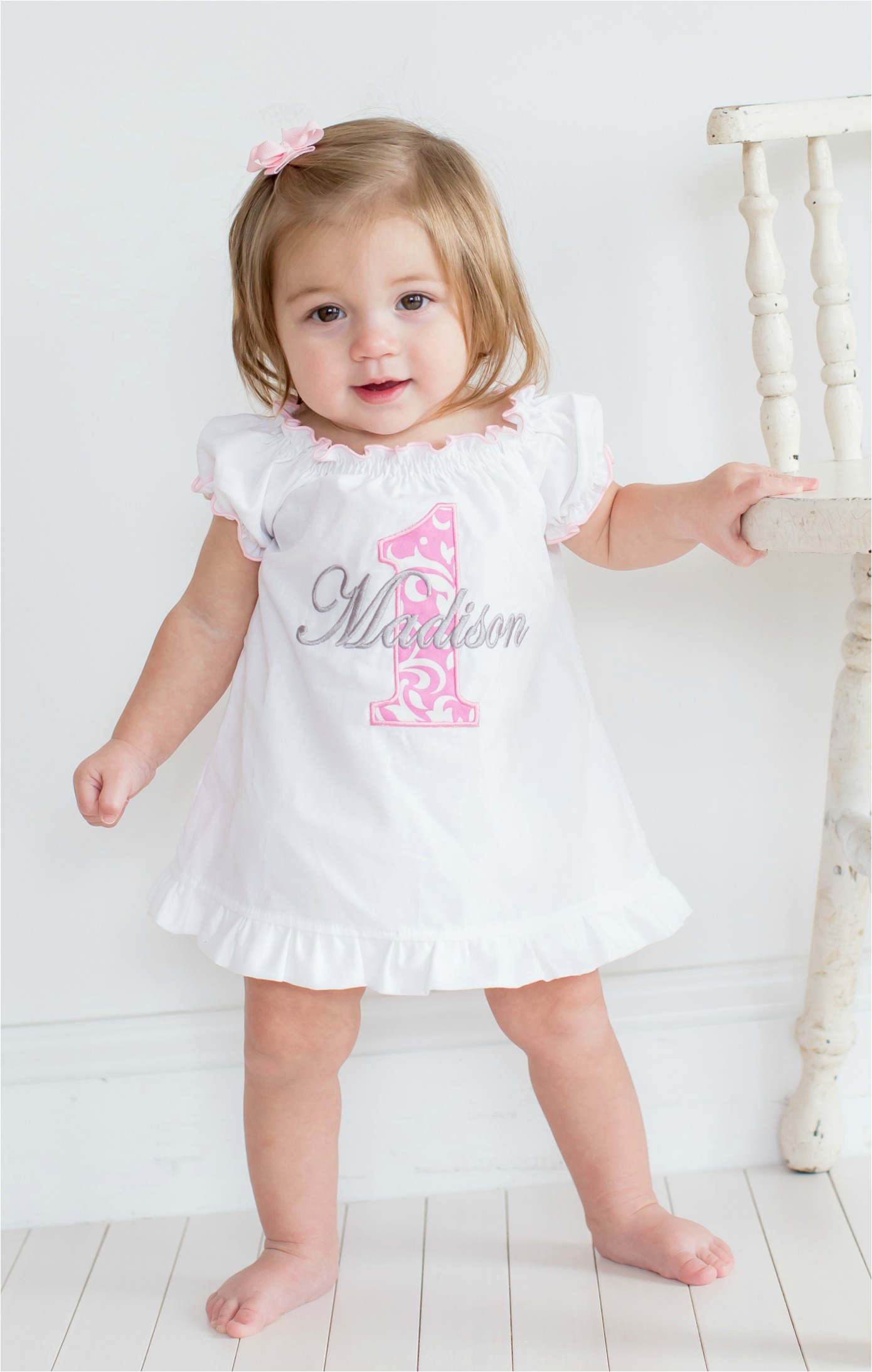 baby girl first birthday dress pink damask 1 p 289