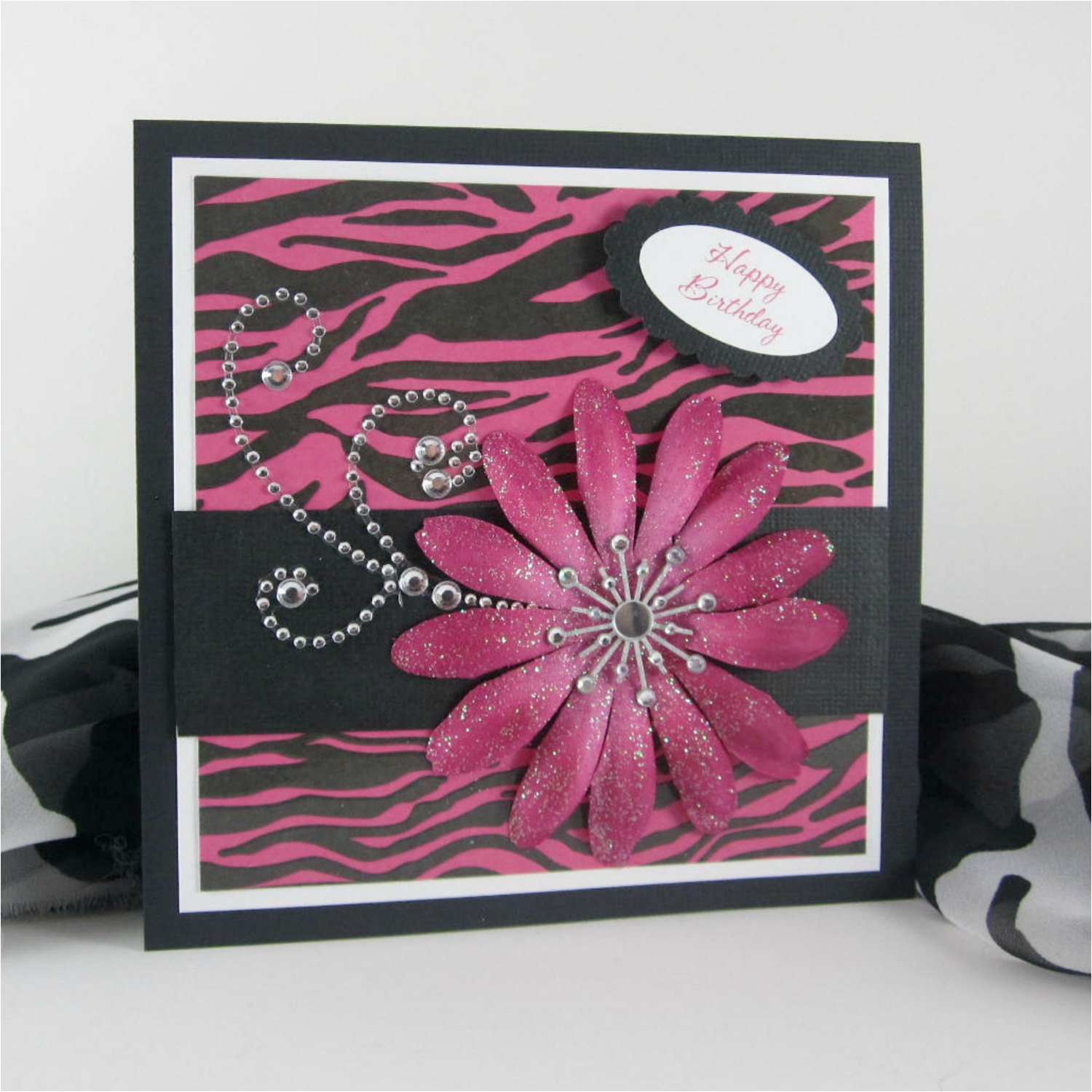 zebra print card handmade birthday card