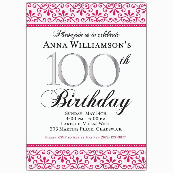 100 Birthday Invitation Cards 100th Birthday Invitation Wording First Birthday Invitations