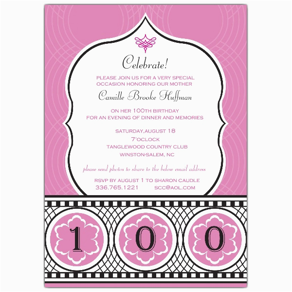 celebrate her century 100th birthday invitations paperstyle