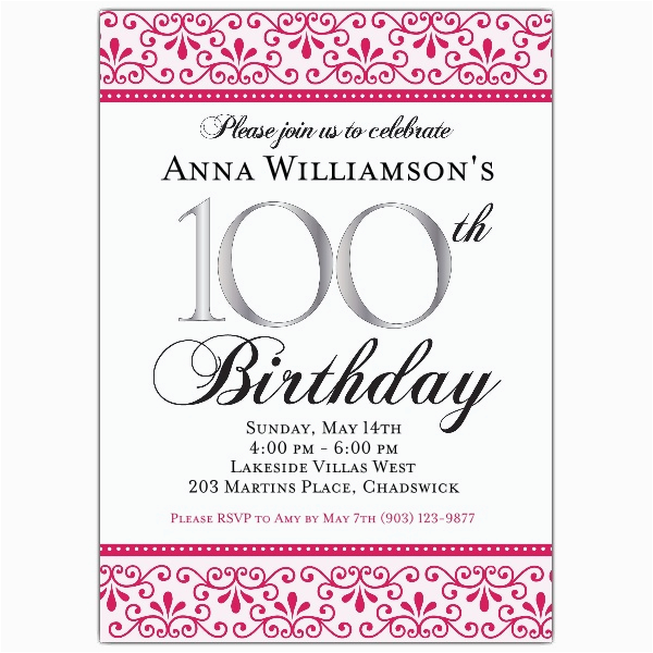 100th Birthday Invitations Ideas 100th Birthday Invitation Wording