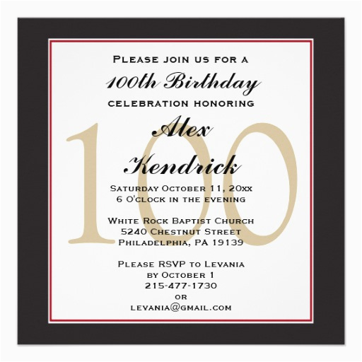 100th centennial birthday invitation 161307431179757853