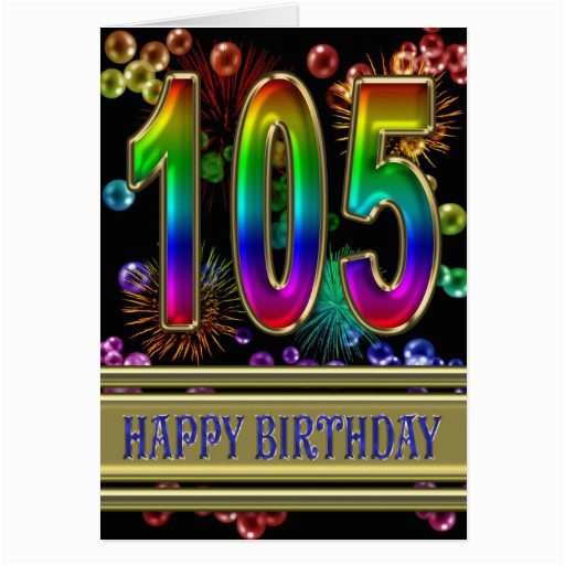 105th birthday with rainbow bubbles and fireworks card 137317373741666172