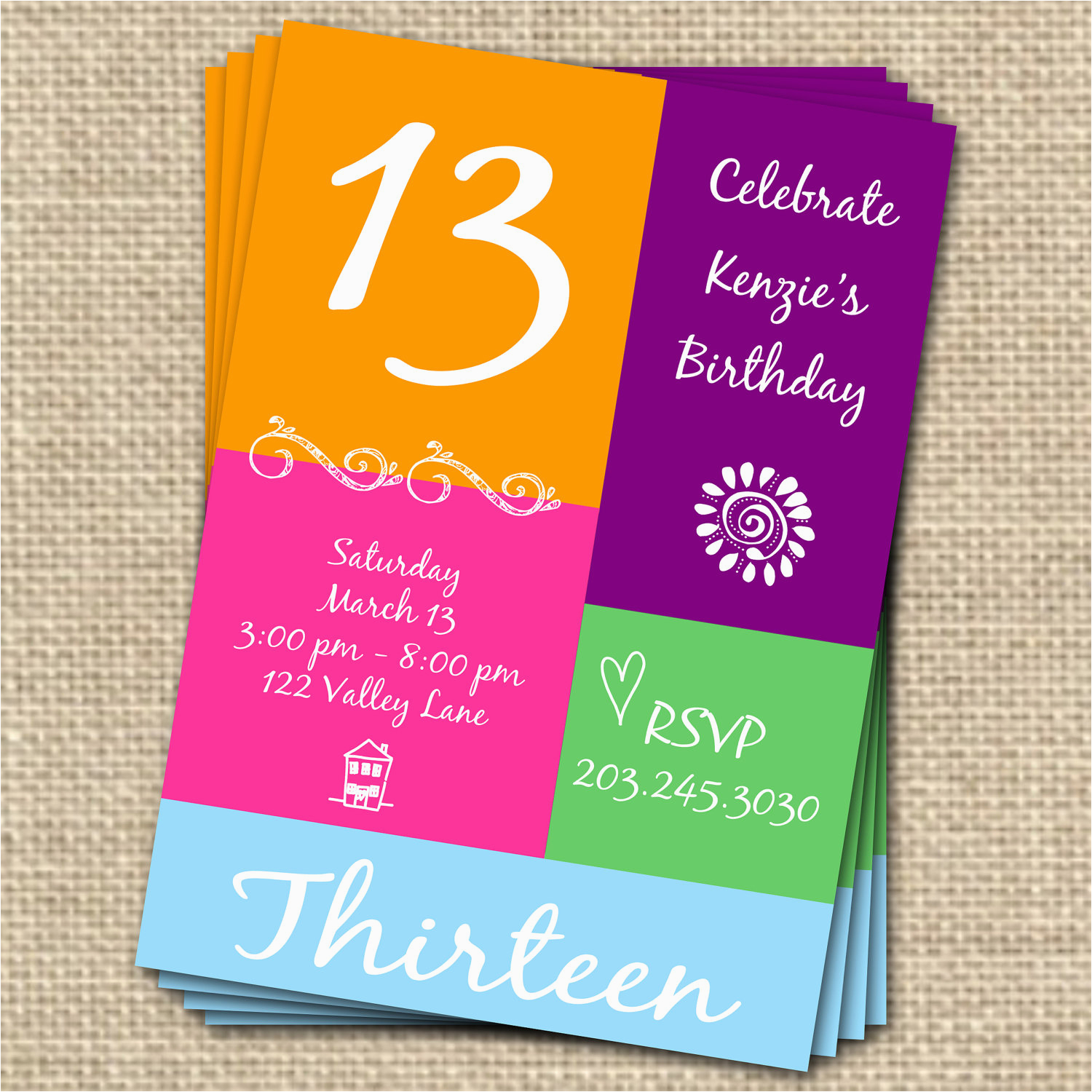 13th birthday invitations