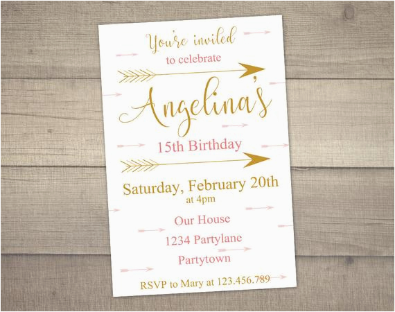 14th birthday invitation arrow