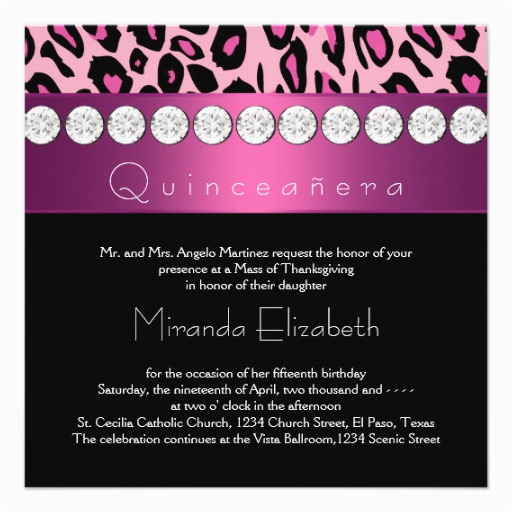 hot pink leopard quinceanera 15th birthday invitation 161532462961235270