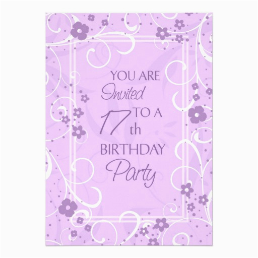 lavender floral 17th birthday party invitations 161072498437596266