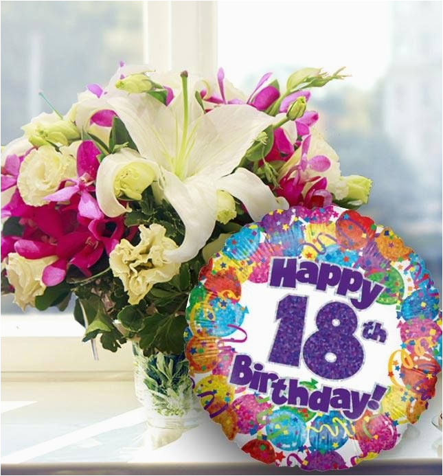 18th birthday flowers and balloon available for uk wide