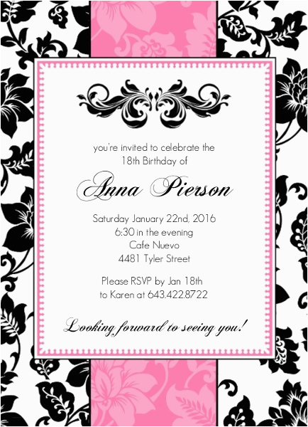 18th birthday party invitation adult birthday invitations