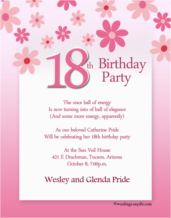 18th Birthday Invitation Wording Ideas 18th Birthday Party Invitation Wording Wordings and Messages