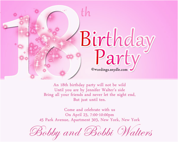18th birthday party invitation wording