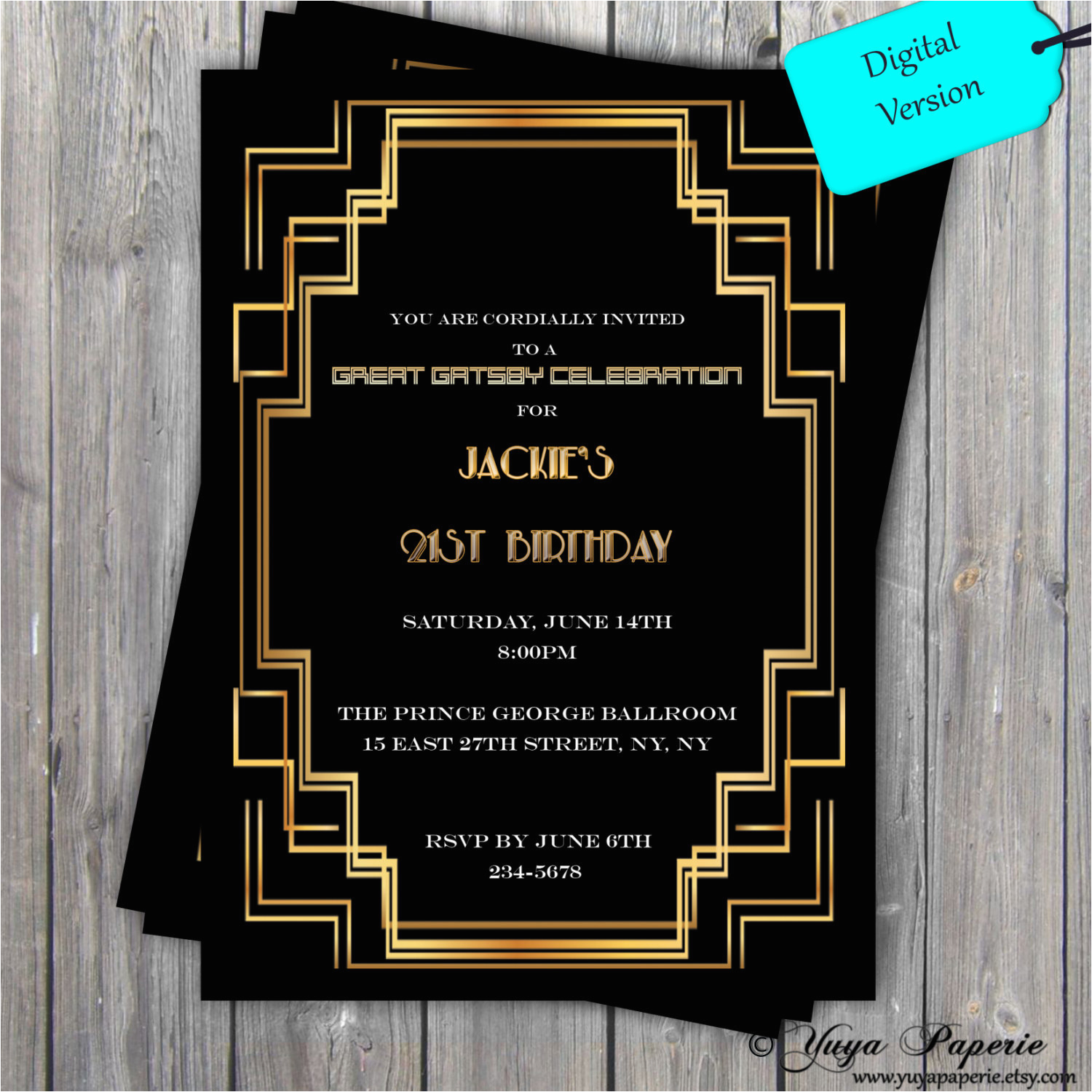 great gatsby 1920s birthday invitation