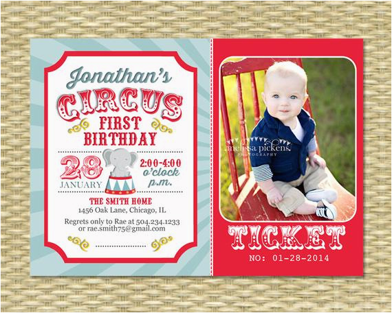 circus first birthday invitation circus