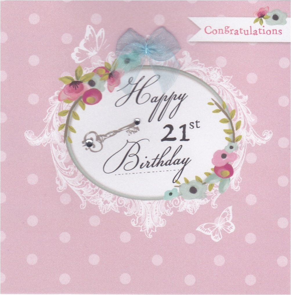 flowers and key 21st birthday card karenza paperie