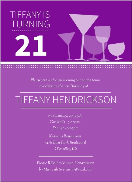 cocktail glasses 21st birthday invitations 21st birthday