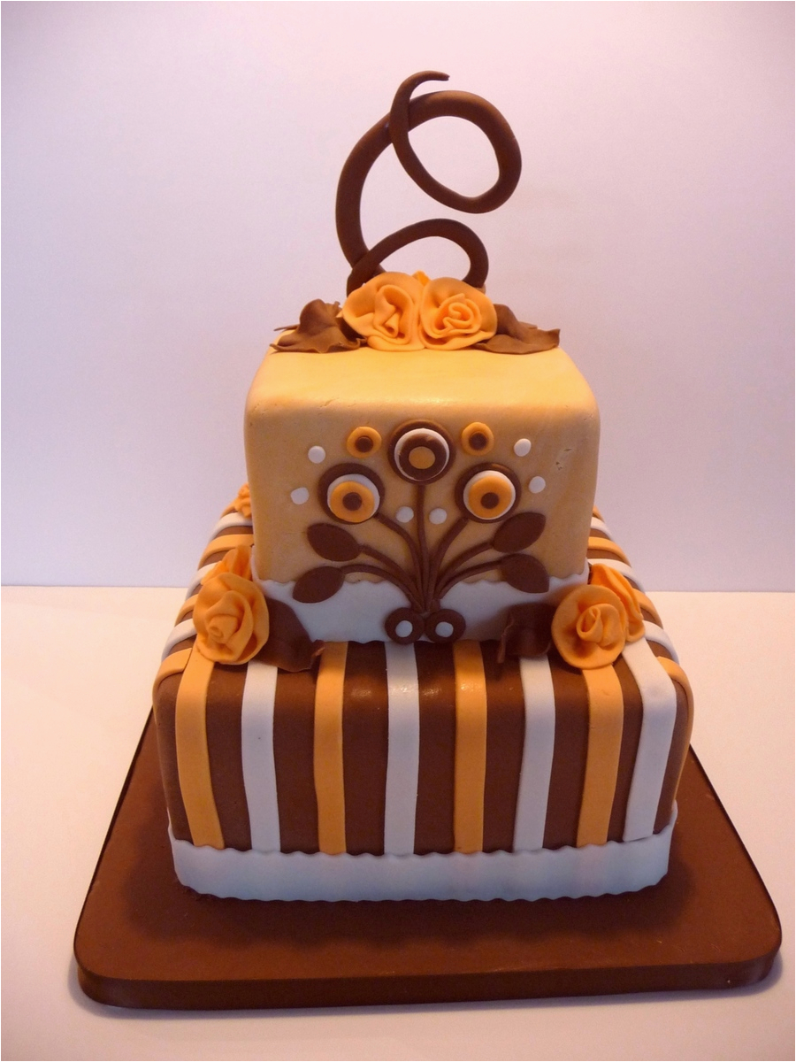 peach and brown birthday cake cakecentral com