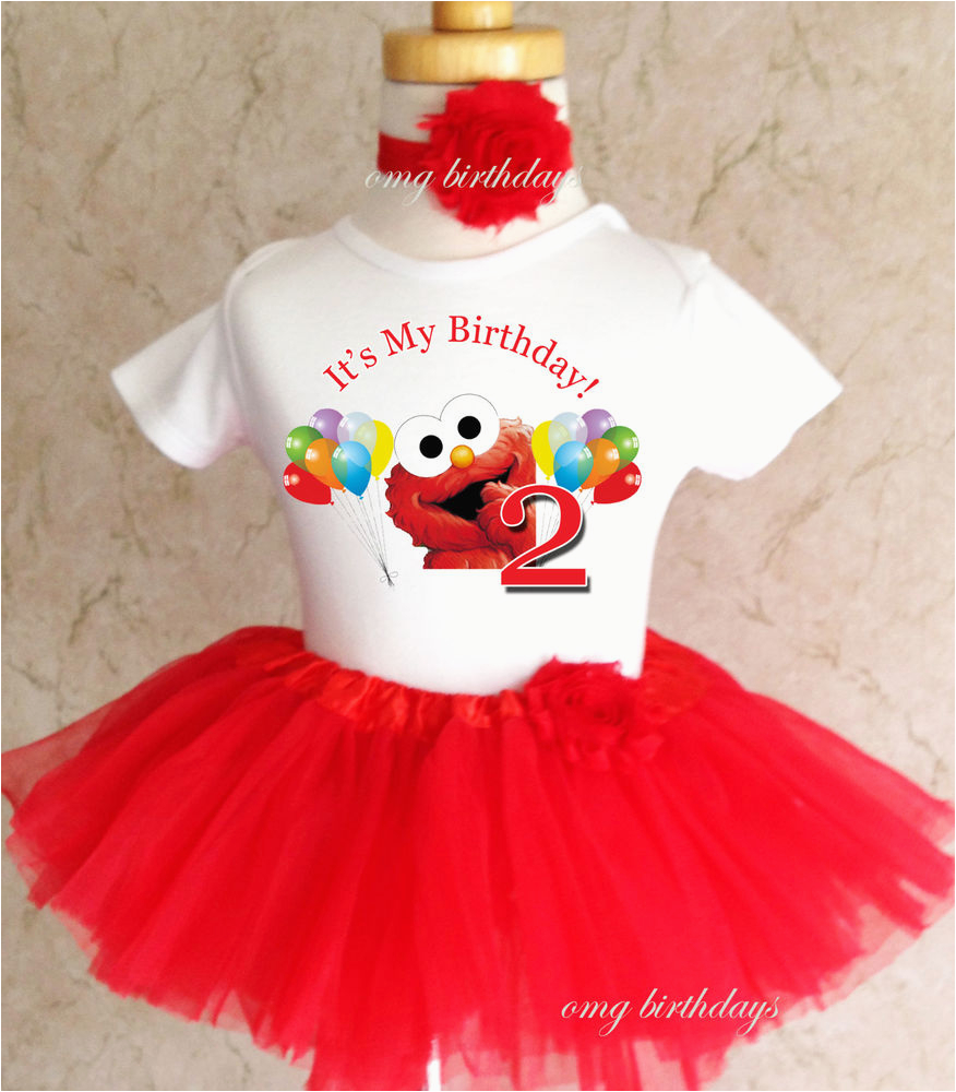 elmo red rainbow balloons 2nd second birthday shirt tutu