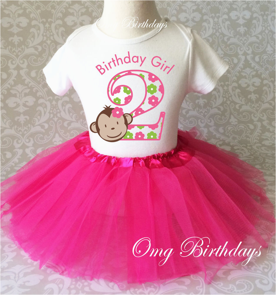 pink mod monkey party dress 2nd second birthday shirt tutu