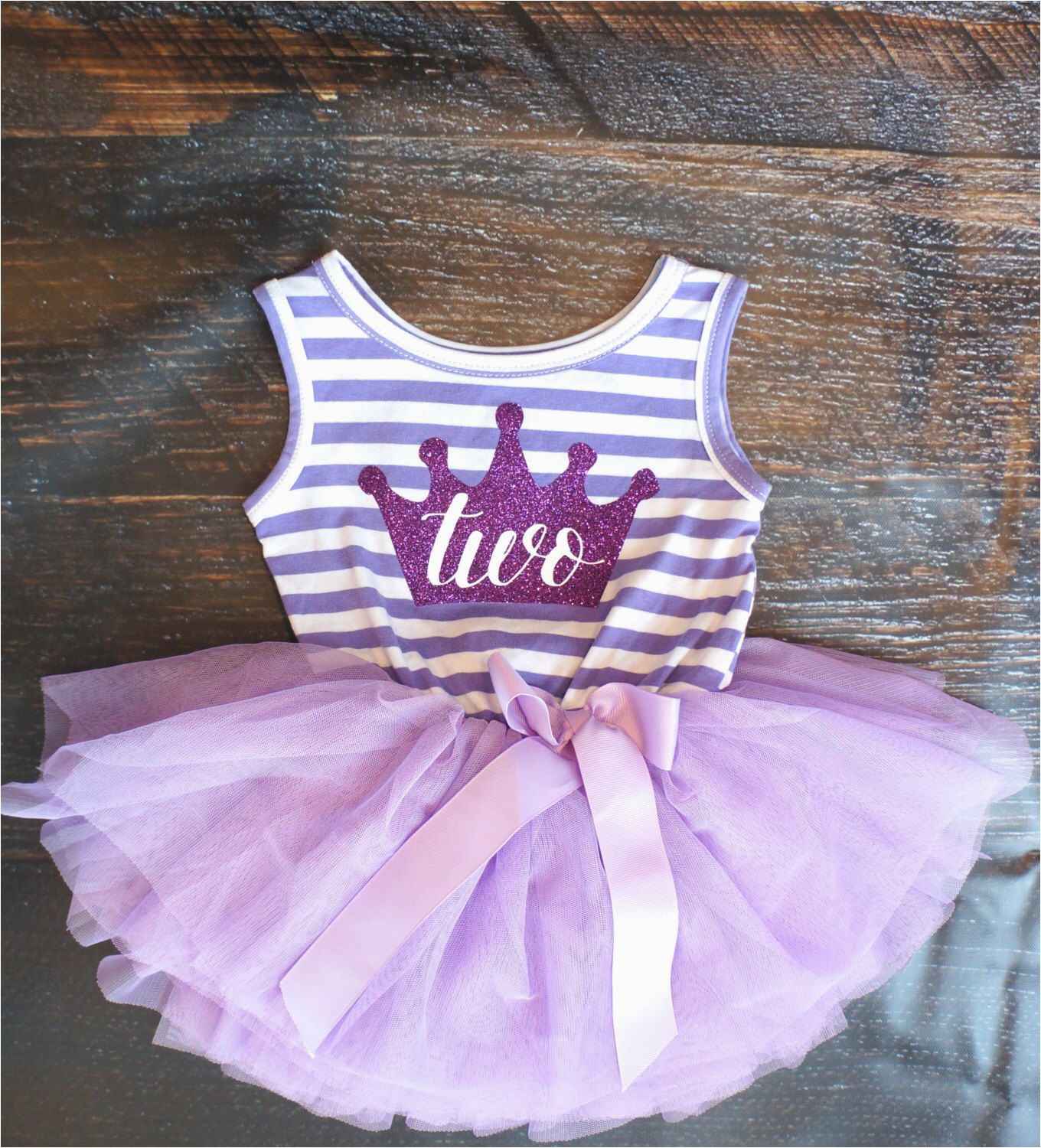 second birthday outfit dress with purple crown and purple