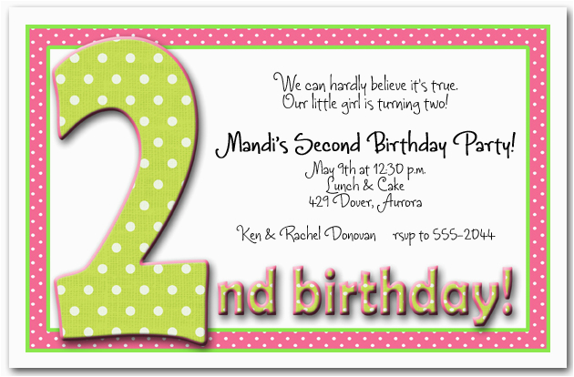 2nd birthday invitation wording