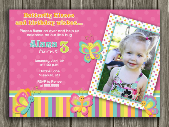 printable butterfly birthday photo invitation girl first