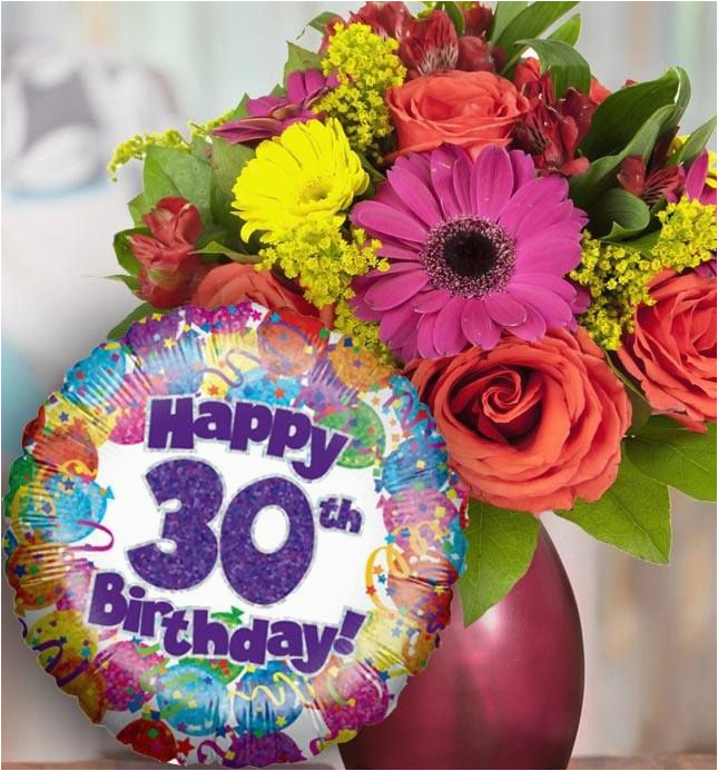 30th birthday flowers and balloon available for uk wide