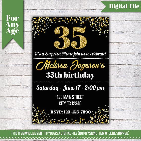 35th birthday invitation birthday party
