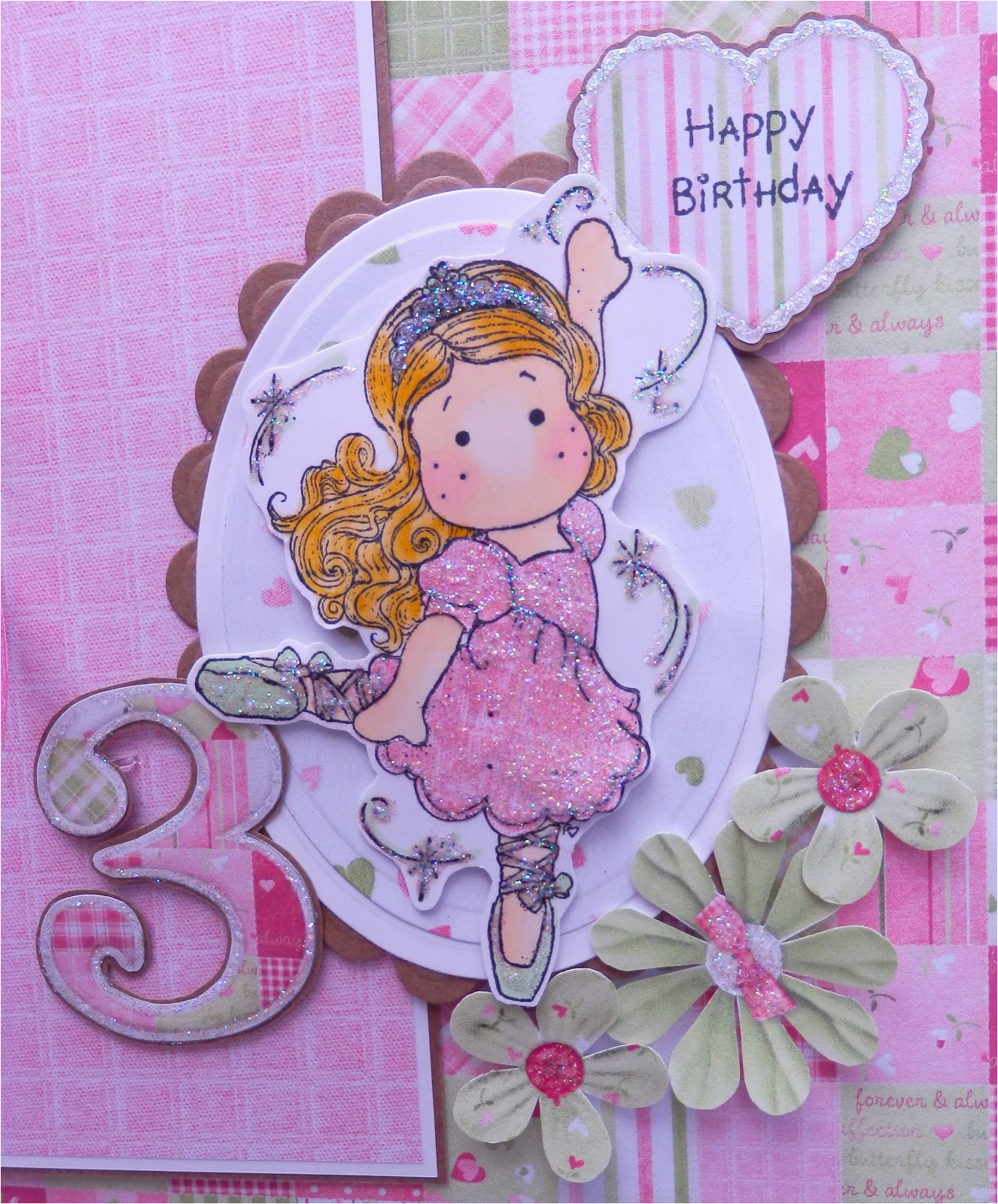 little girls 3rd birthday card