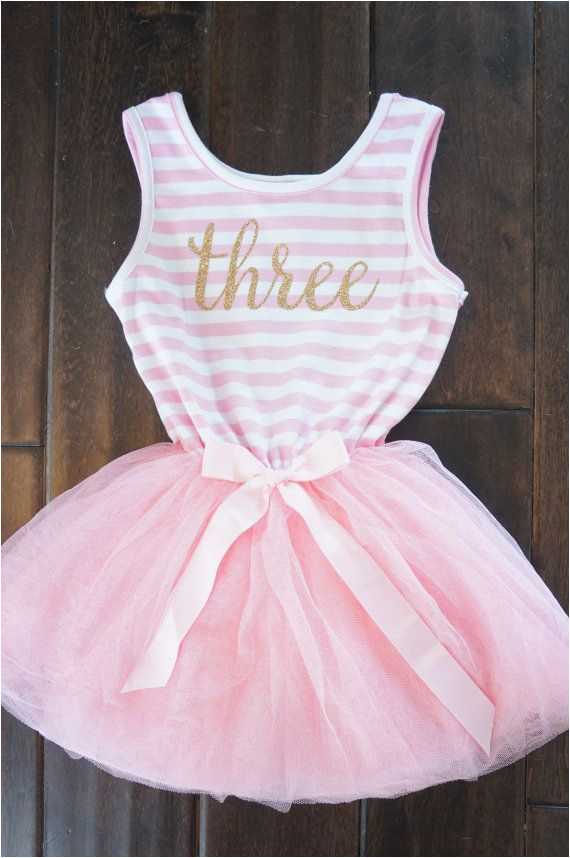 third birthday outfit dress with silver letters and pink