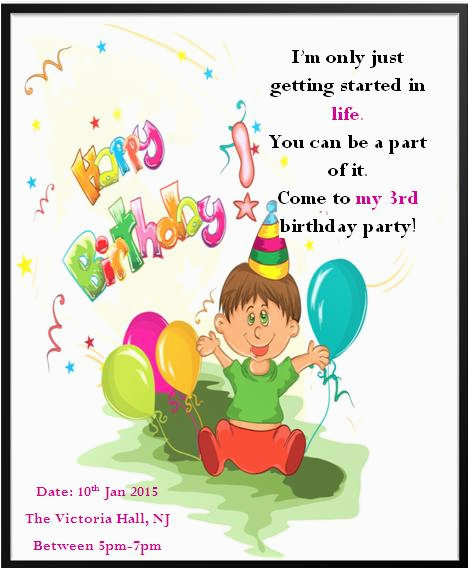 3rd birthday invitation wording demplates