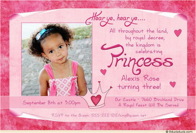 pink princess 3rd birthday proclamation royal invitation