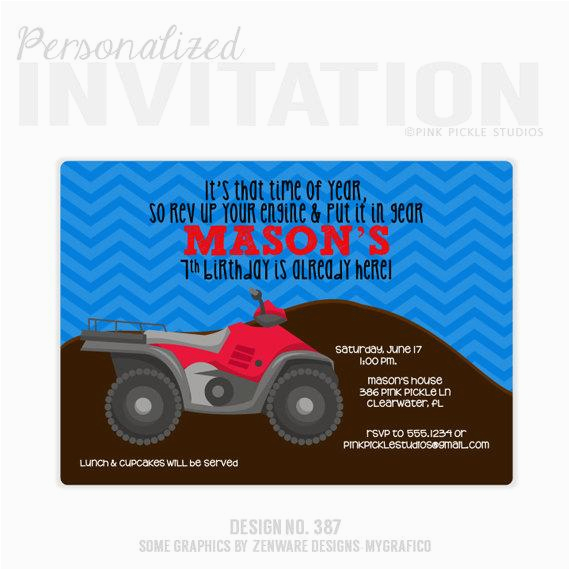 4 wheeler invitation 4 wheeler birthday