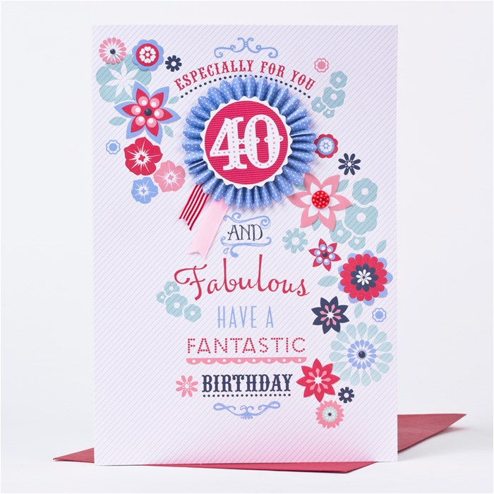 40th birthday card 40 rosette flowers only 1 49