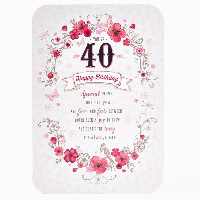 40th birthday card flowers dragonflies bird card
