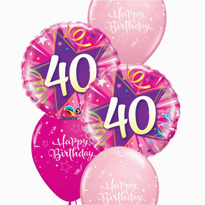 pink 40th birthday balloon bouquet party fever