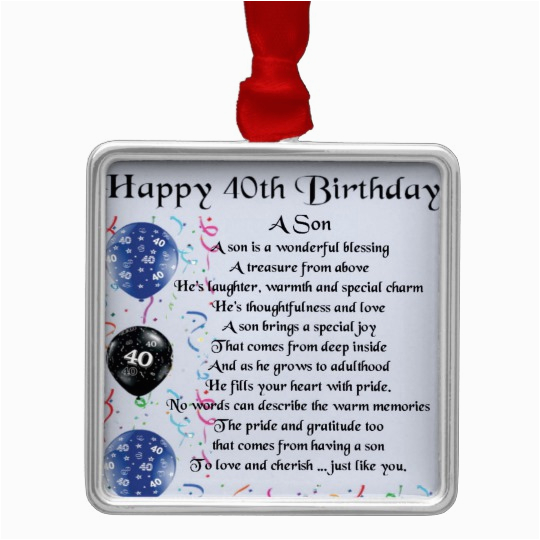 son poem 40th birthday design metal ornament zazzle com