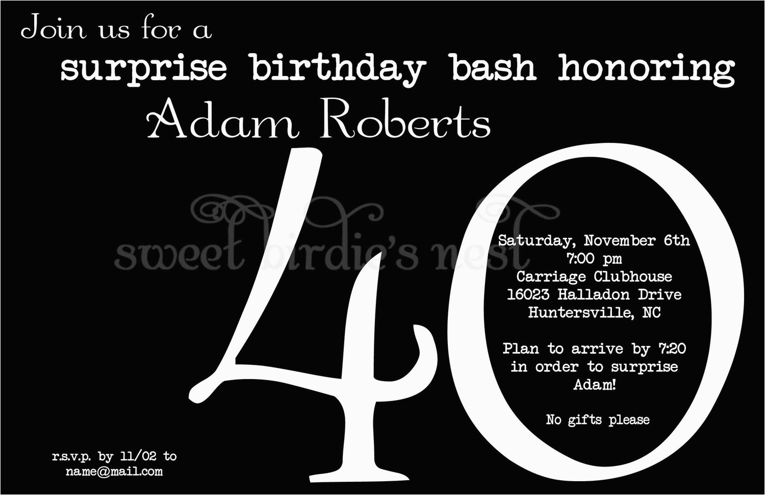 40th surprise birthday party invitations