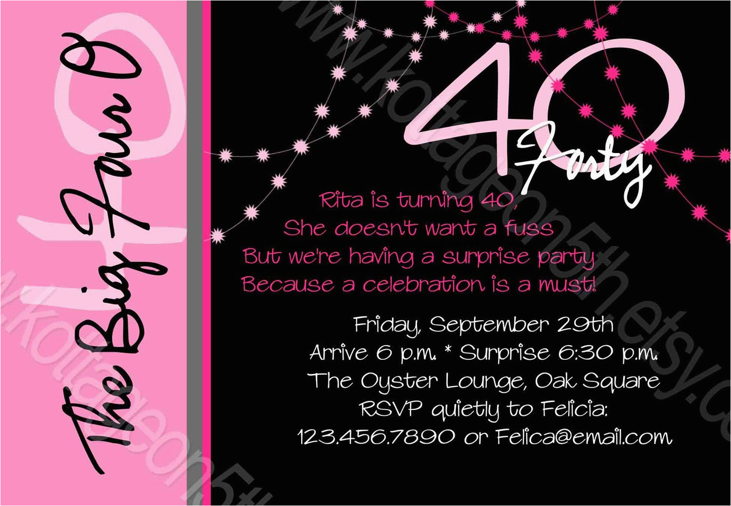 40th birthday invitation wording