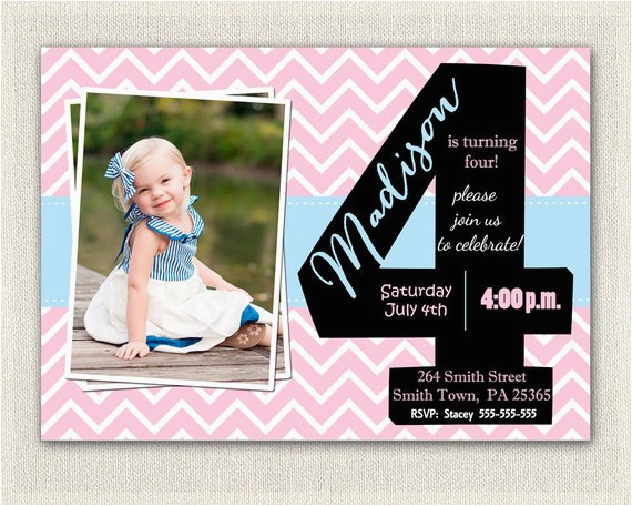 girls 4th birthday invitations printable fourth birthday