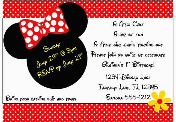 minnie mouse invitation template 4x6