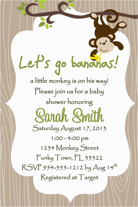 monkey baby shower invitation template