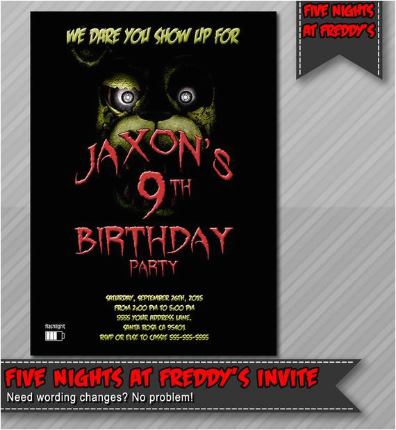 five nights at freddy 39 s invitation freddy fazzbear