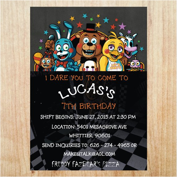 printable five nights at freddy 39 s invitation five nights