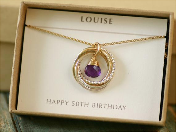 50th birthday gift for her amethyst necklace by