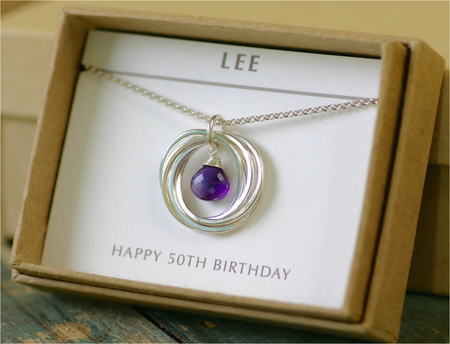 50th birthday gift for her amethyst necklace for wife gift