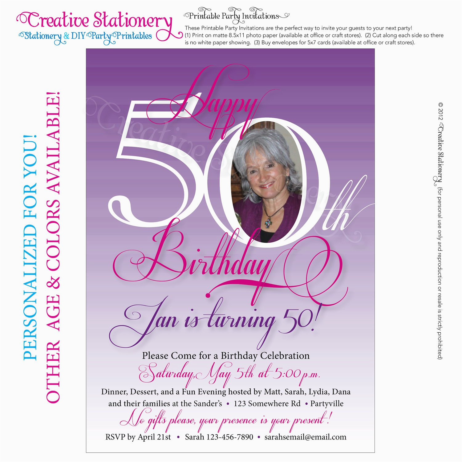 50th birthday invitations for him templates
