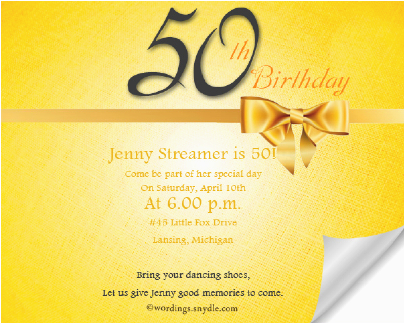 50 Birthday Party Invitation Wording Sample Invitation For 50th 