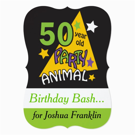 50 year old party animal 50th birthday 5x7 paper invitation card 161418780473461215