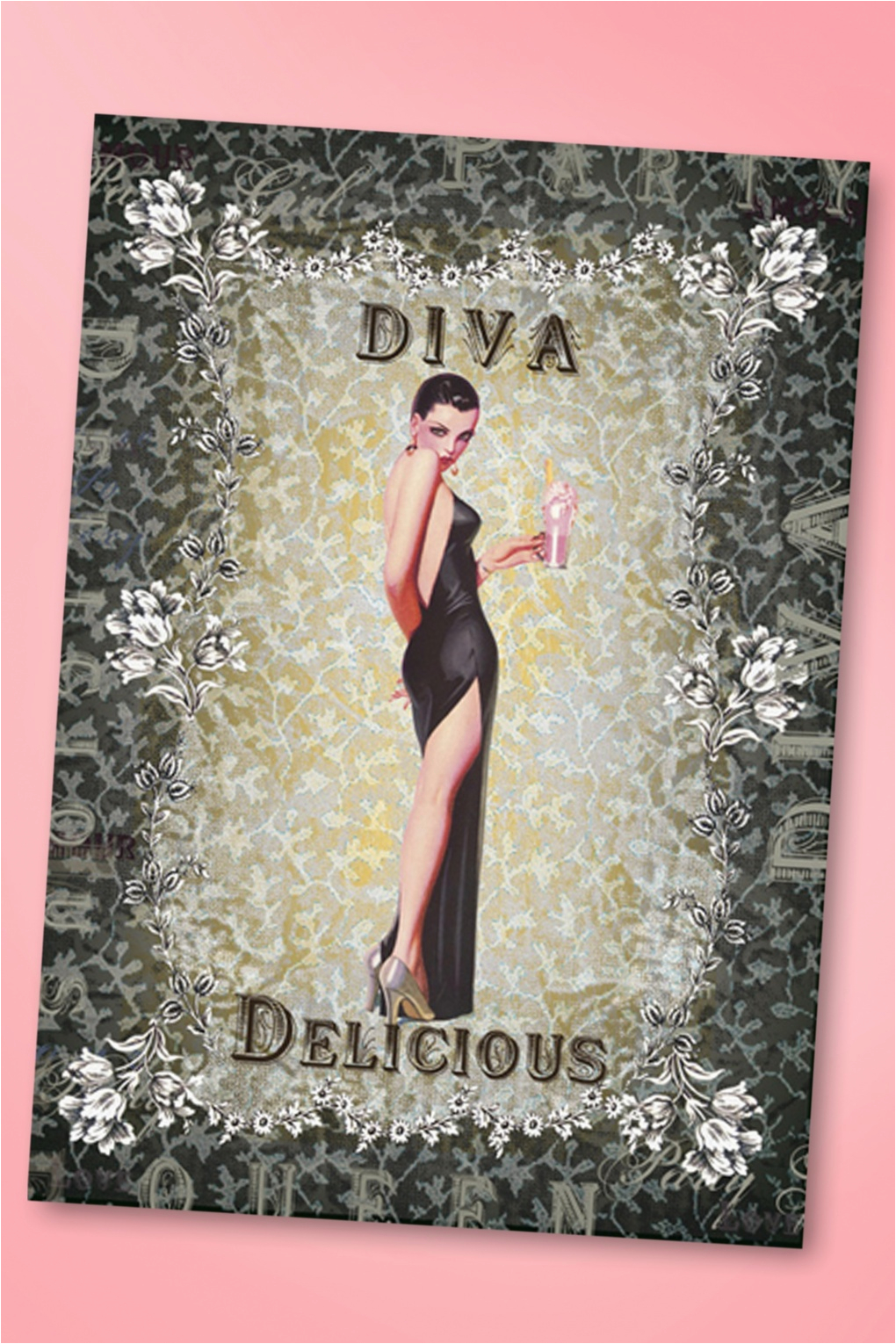 50s diva delicious greeting card