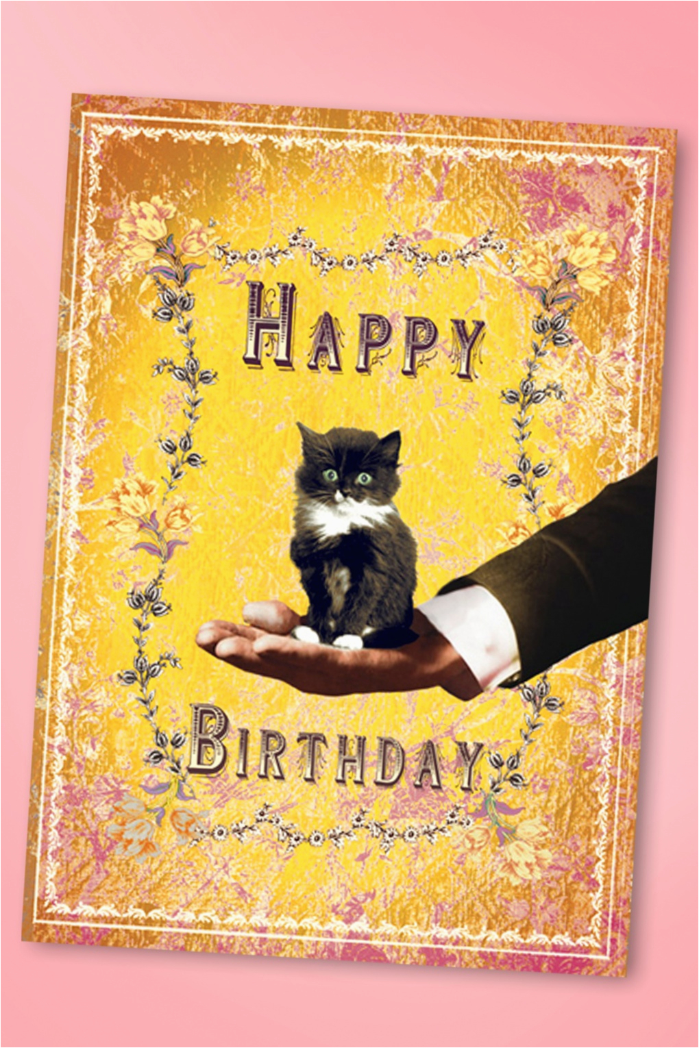 50s sweet kitten happy birthday greeting card